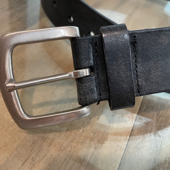 New Black Distressed Leather Belt